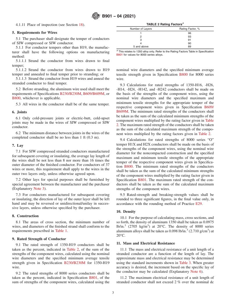 ASTM B901-04(2021) - Standard Specification for Compressed Round Stranded Aluminum Conductors Using Single   Input Wire Construction