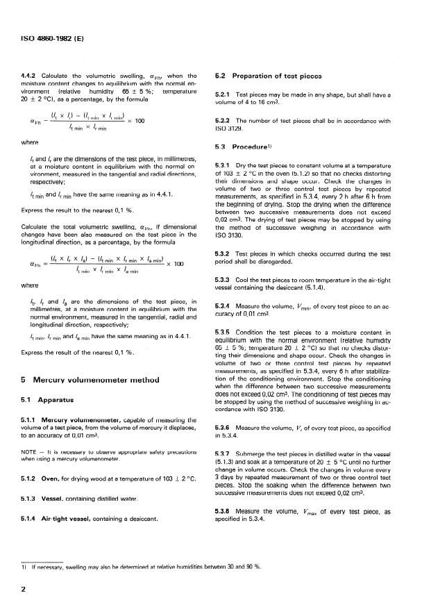 ISO 4860:1982 ISO 4860:1982 - Wood -- Determination of volumetric swelling - Page 4 preview