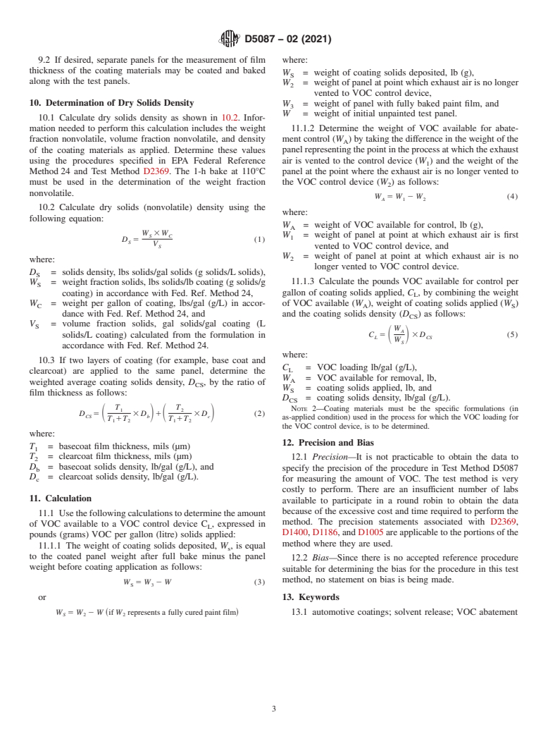 ASTM D5087-02(2021) - Standard Test Method for Determining Amount of Volatile Organic Compound (VOC) Released   from  Solventborne Automotive Coatings and Available for Removal  in  a VOC Control  Device (Abatement)