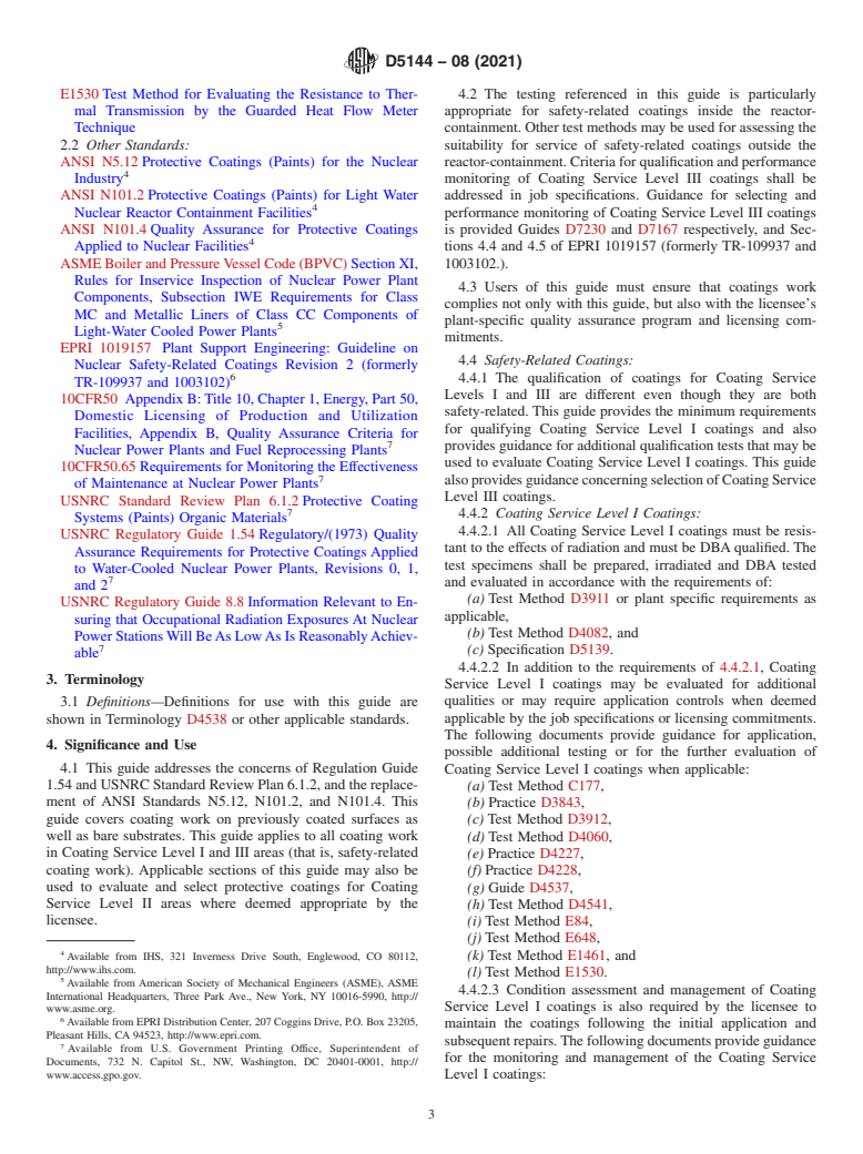 ASTM D5144-08(2021) - Standard Guide for Use of Protective Coating Standards in Nuclear Power Plants