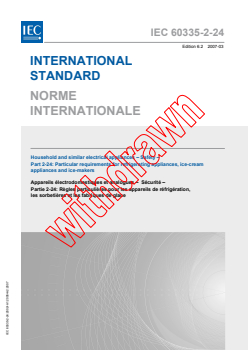 IEC 60335-2-24:2002+AMD1:2005+AMD2:2007 CSV - Household and similar electrical appliances - Safety - Part 2-24: Particular requirements for refrigerating appliances, ice-cream appliances and ice-makers
Released:3/21/2007
Isbn:2831890357 - Page 1 preview