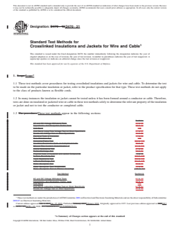 ASTM D470-21 REDLINE ASTM D470-21 - Standard Test Methods for Crosslinked Insulations and Jackets for Wire and Cable - Page 1 preview