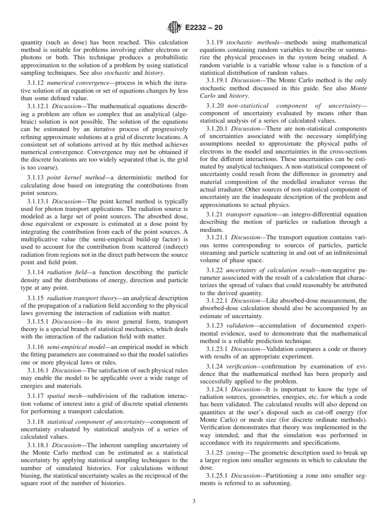 ASTM E2232-20 - Standard Guide for  Selection and Use of Mathematical Methods for Calculating Absorbed  Dose in Radiation Processing Applications