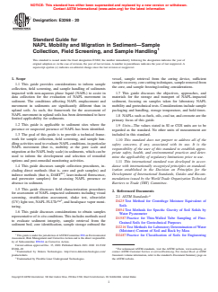 ASTM E3268-20 ASTM E3268-20 - Standard Guide for NAPL Mobility and Migration in Sediment—Sample Collection, Field Screening, and Sample Handling