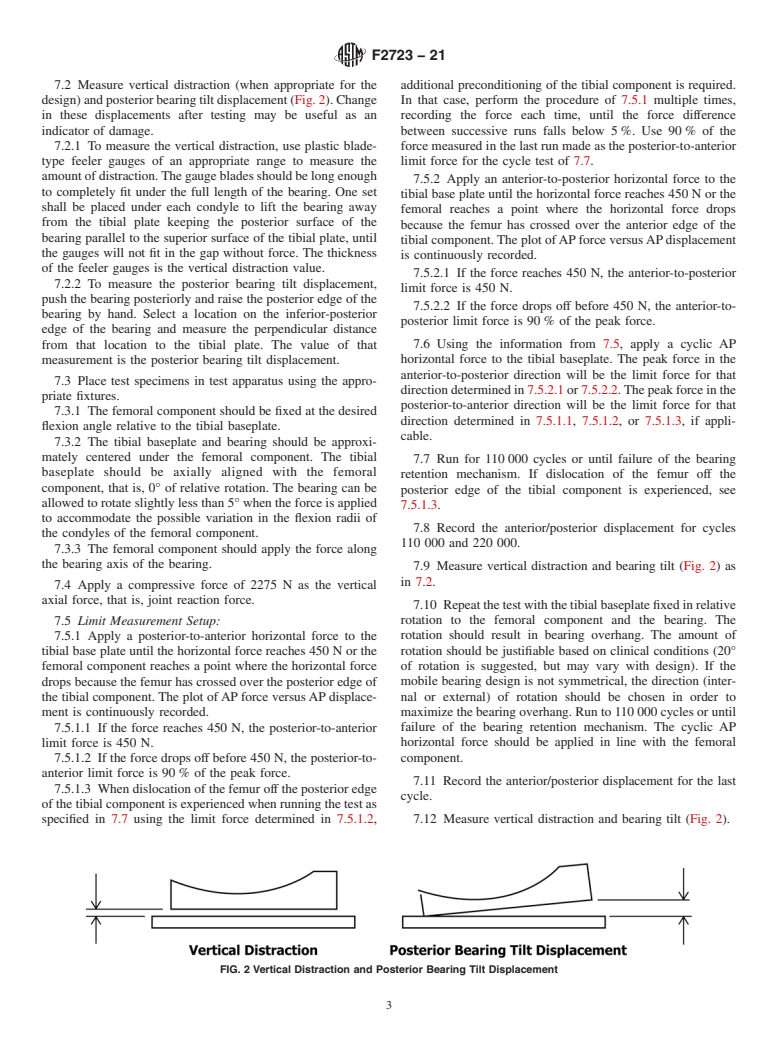 ASTM F2723-21 - Standard Test Method for Evaluating Mobile Bearing Knee Tibial Baseplate/Bearing Resistance  to Dynamic Disassociation