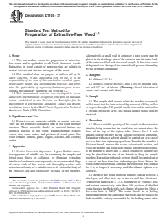 ASTM D1105-21 ASTM D1105-21 - Standard Test Method for Preparation of Extractive-Free Wood - Page 1 preview
