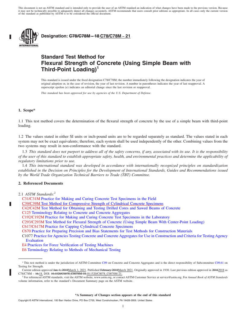 ASTM C78/C78M-21 - Standard Test Method For Flexural Strength Of ...