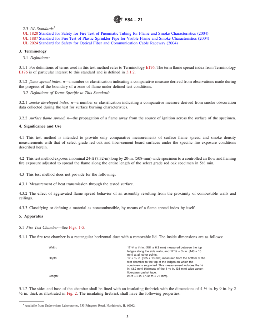 REDLINE ASTM E84-21 - Standard Test Method for  Surface Burning Characteristics of Building Materials