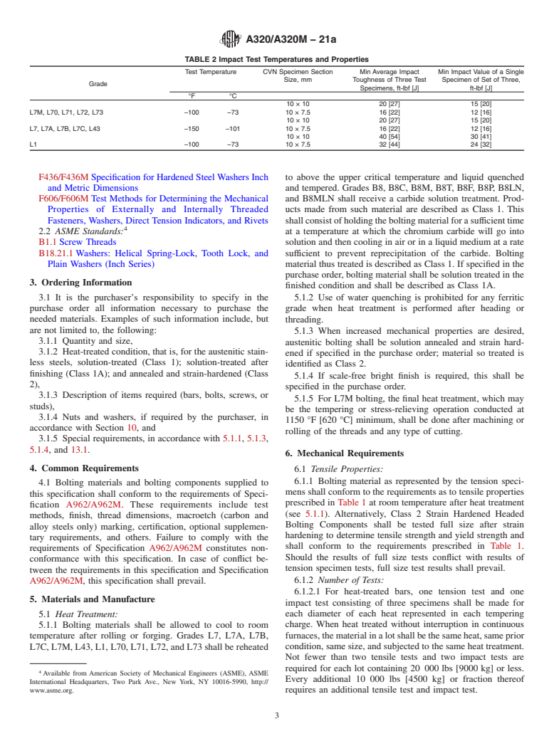 ASTM A320/A320M-21a - Standard Specification for  Alloy-Steel and Stainless Steel Bolting for Low-Temperature  Service