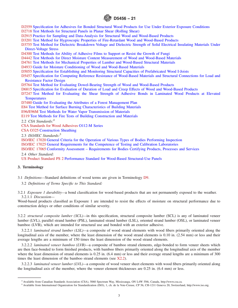 REDLINE ASTM D5456-21 - Standard Specification for Evaluation of Structural Composite Lumber Products