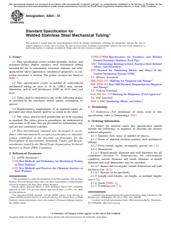 ASTM A554-21 - Standard Specification for  Welded Stainless Steel Mechanical Tubing