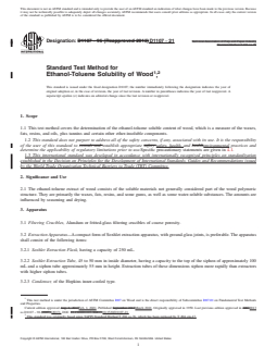 ASTM D1107-21 REDLINE ASTM D1107-21 - Standard Test Method for Ethanol-Toluene Solubility of Wood<sup >,</sup> - Page 1 preview