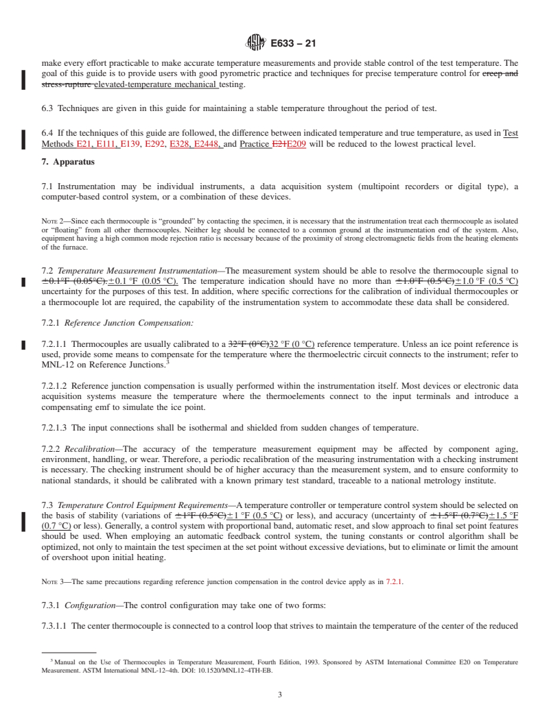 REDLINE ASTM E633-21 - Standard Guide for  Use of Thermocouples in Elevated-Temperature Mechanical Testing