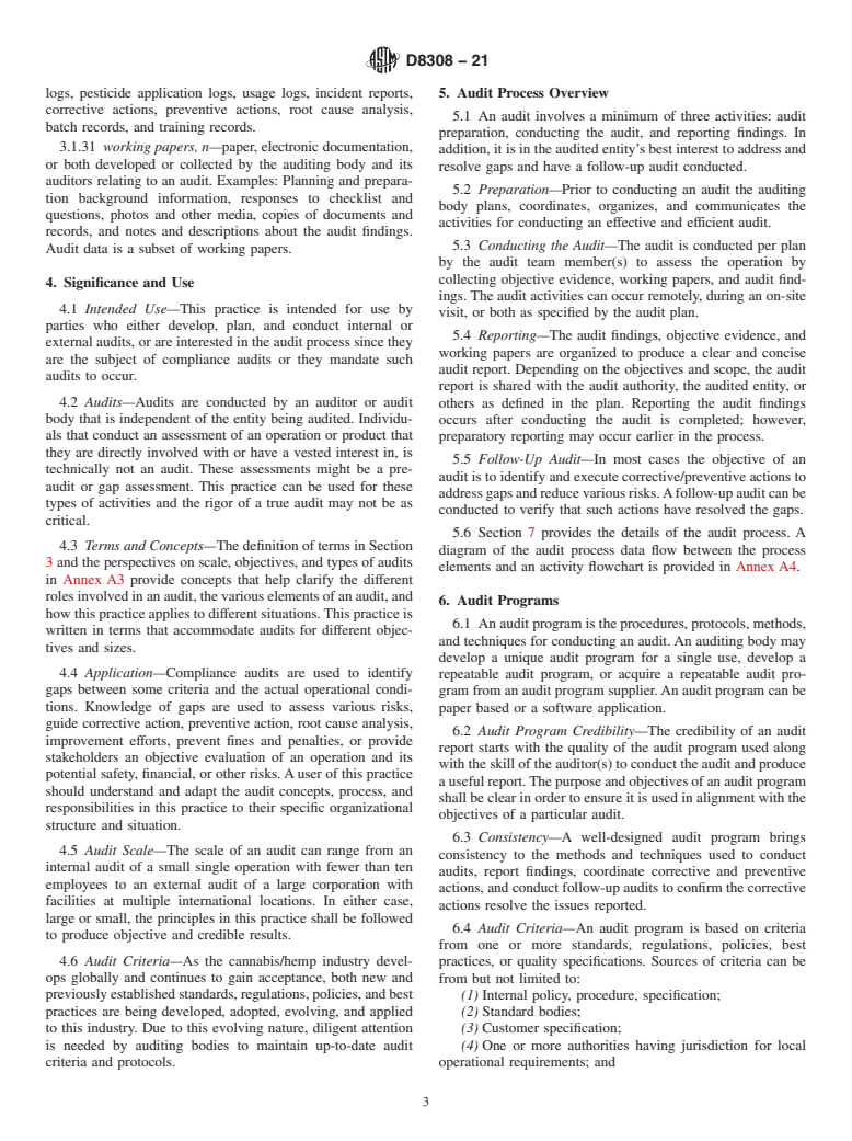 ASTM D8308-21 - Standard Practice for Cannabis/Hemp Operation Compliance Audits