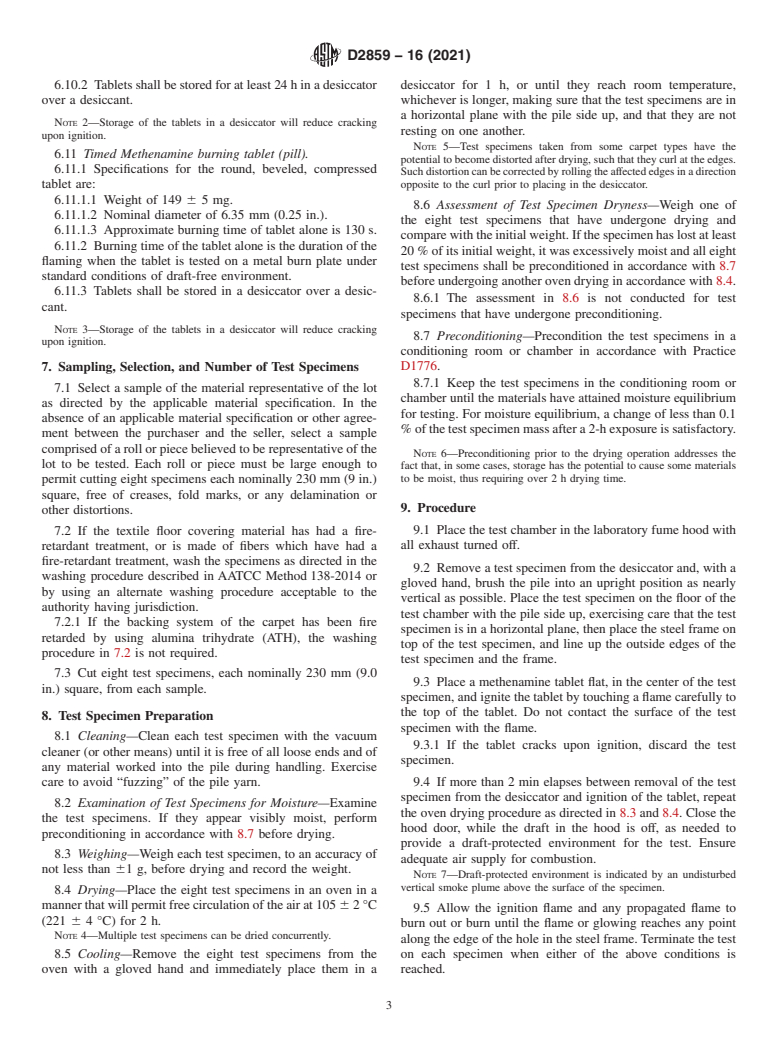 ASTM D2859-16(2021) - Standard Test Method for  Ignition Characteristics of Finished Textile Floor Covering  Materials