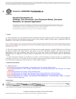 ASTM A743/A743M-21 REDLINE ASTM A743/A743M-21 - Standard Specification for Castings, Iron-Chromium, Iron-Chromium-Nickel, Corrosion Resistant, for General Application - Page 1 preview
