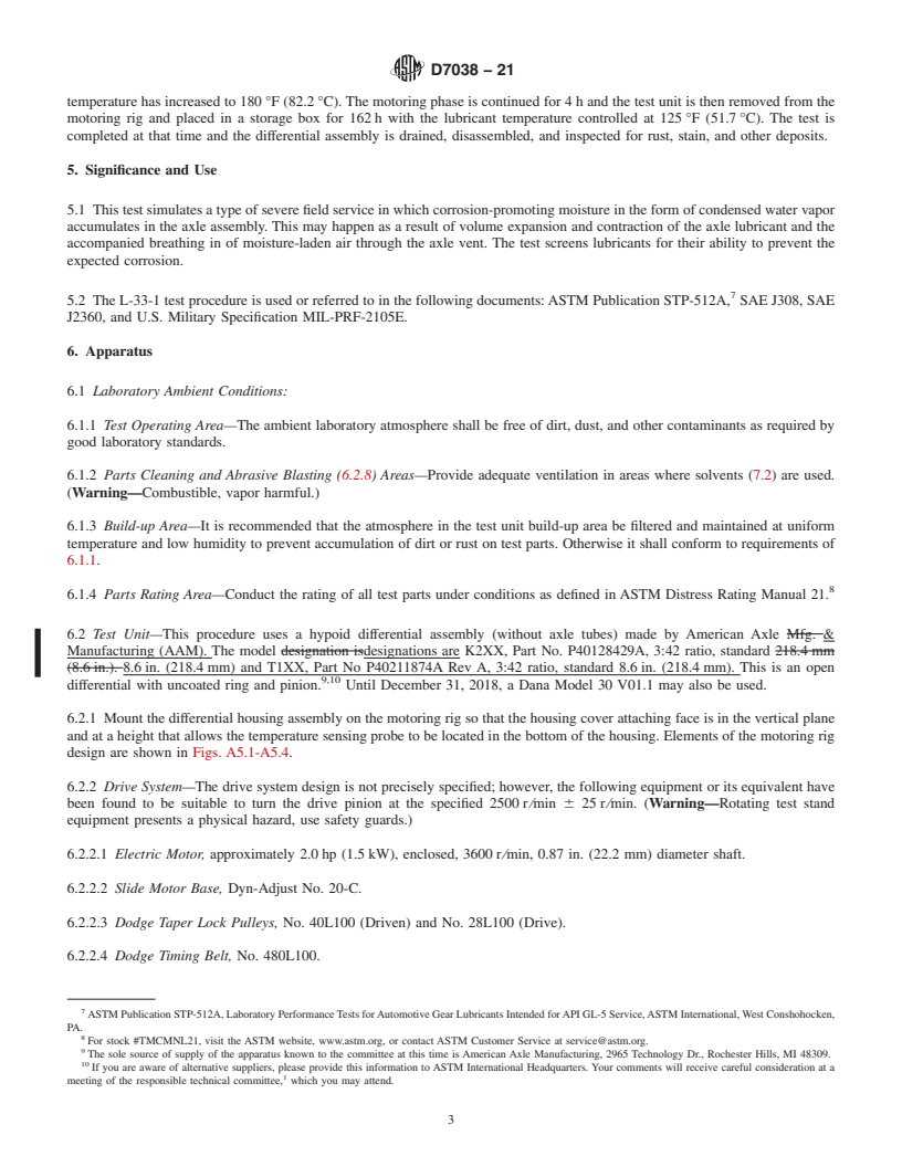 REDLINE ASTM D7038-21 - Standard Test Method for  Evaluation of Moisture Corrosion Resistance of Automotive Gear  Lubricants