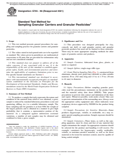 ASTM E725-96(2021) ASTM E725-96(2021) - Standard Test Method for Sampling Granular Carriers and Granular Pesticides - Page 1 preview