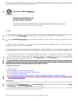 ASTM F451-21 REDLINE ASTM F451-21 - Standard Specification for Acrylic Bone Cement - Page 1 preview