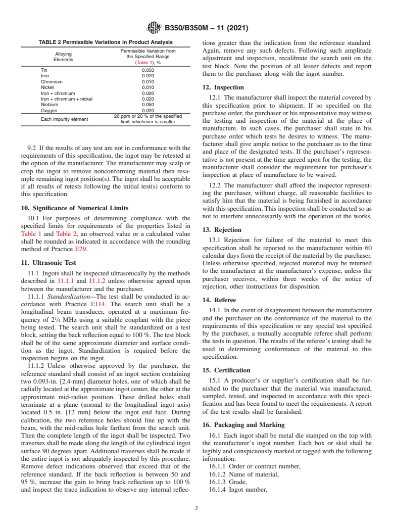 ASTM B350/B350M-11(2021) - Standard Specification for Zirconium and Zirconium Alloy Ingots for Nuclear Application