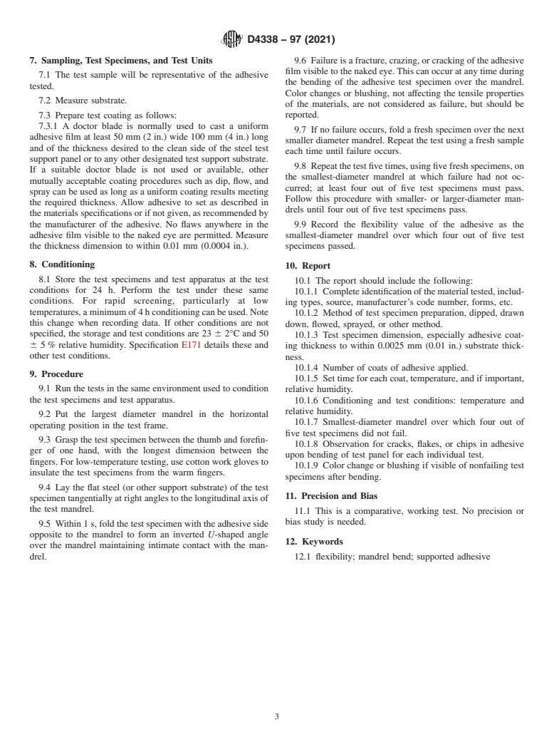 ASTM D4338-97(2021) - Standard Test Method for Flexibility Determination of Supported Adhesive Films by Mandrel  Bend