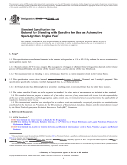 ASTM D7862-21 REDLINE ASTM D7862-21 - Standard Specification for Butanol for Blending with Gasoline for Use as Automotive Spark-Ignition Engine Fuel - Page 1 preview