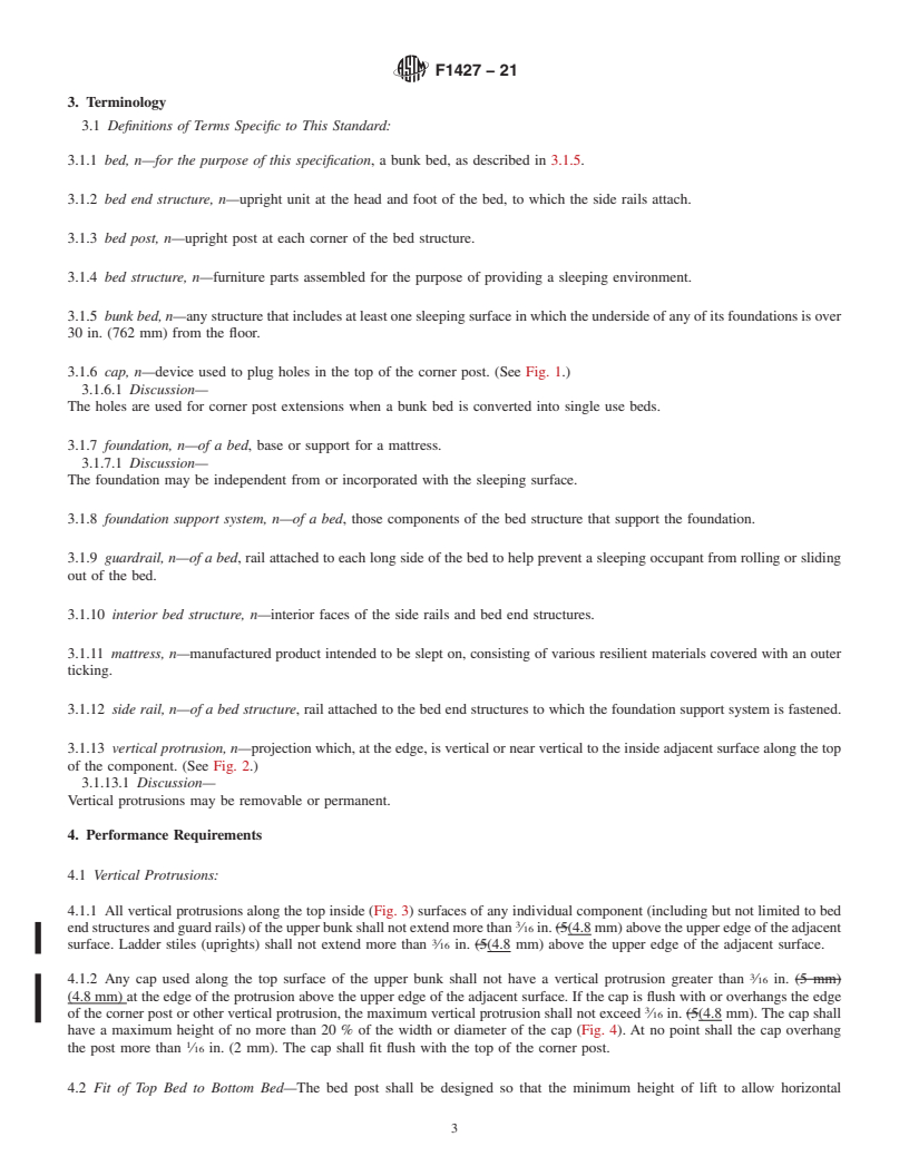 REDLINE ASTM F1427-21 - Standard Consumer Safety Specification for Bunk Beds