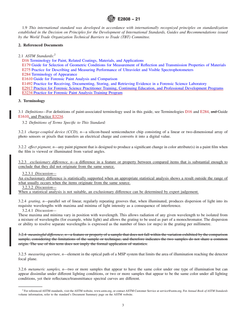 REDLINE ASTM E2808-21 - Standard Guide for  Microspectrophotometry in Forensic Paint Analysis