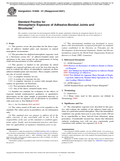 ASTM D1828-01(2021) ASTM D1828-01(2021) - Standard Practice for Atmospheric Exposure of Adhesive-Bonded Joints and Structures - Page 1 preview