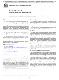 ASTM E573-01(2021) ASTM E573-01(2021) - Standard Practices for Internal Reflection Spectroscopy - Page 1 preview