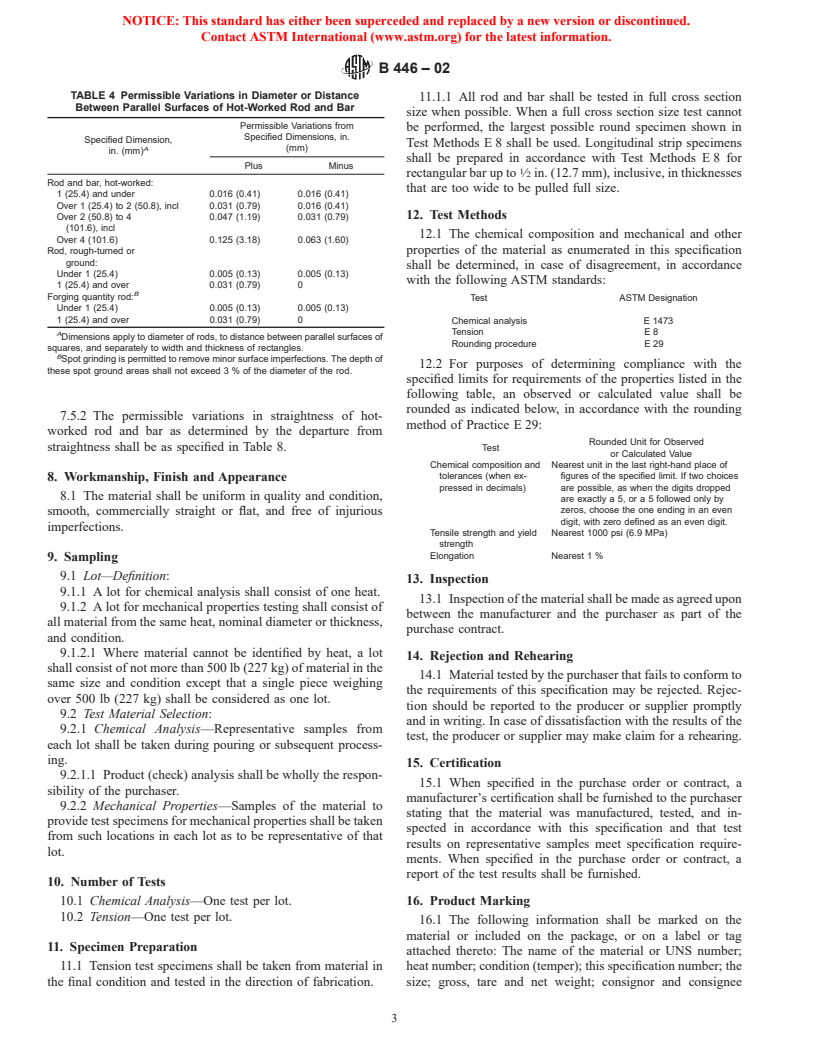 ASTM B446-02 - Standard Specification for Nickel-Chromium-Molybdenum-Columbium Alloy (UNS N06625), Nickel-Chromium-Molybdenum-Silicon Alloy (UNS N06219), and Nickel-Chromium-Molybdenum-Tungsten Alloy (UNS N06650)* Rod and Bar