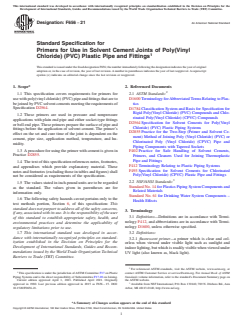 ASTM F656-21 ASTM F656-21 - Standard Specification for Primers for Use in Solvent Cement Joints of Poly(Vinyl Chloride) (PVC) Plastic Pipe and Fittings - Page 1 preview