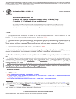 ASTM F656-21 REDLINE ASTM F656-21 - Standard Specification for Primers for Use in Solvent Cement Joints of Poly(Vinyl Chloride) (PVC) Plastic Pipe and Fittings - Page 1 preview