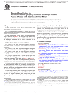 ASTM A928/A928M-14(2021) ASTM A928/A928M-14(2021) - Standard Specification for Ferritic/Austenitic (Duplex) Stainless Steel Pipe Electric Fusion Welded with Addition of Filler Metal - Page 1 preview
