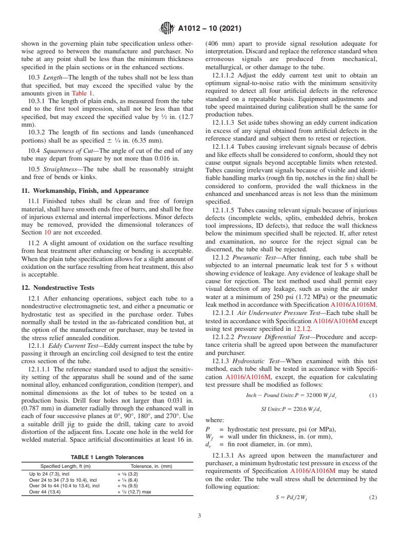 ASTM A1012-10(2021) - Standard Specification for  Seamless and Welded Ferritic, Austenitic and Duplex Alloy Steel   Condenser and Heat Exchanger Tubes With Integral Fins