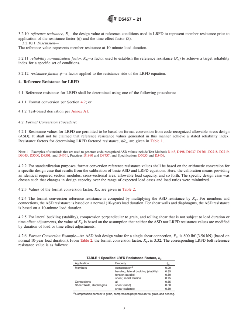 REDLINE ASTM D5457-21 - Standard Specification for Computing Reference Resistance of Wood-Based Materials and  Structural Connections for Load and Resistance Factor Design