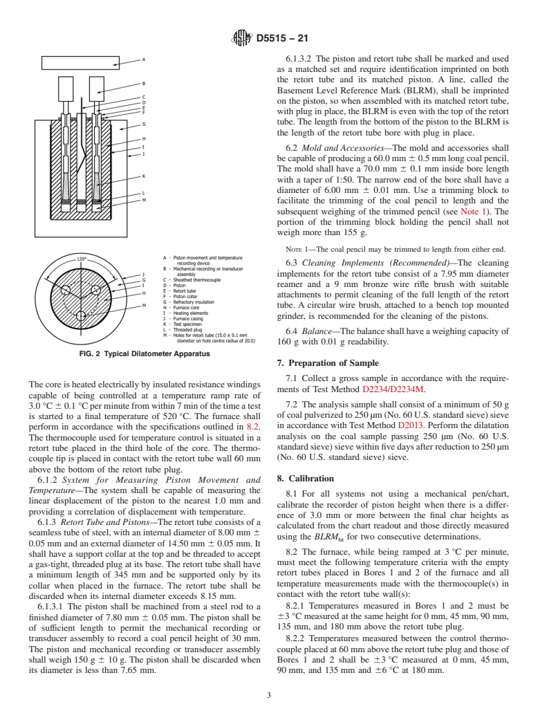 ASTM D5515-21 - Standard Test Method for  Determination of the Swelling Properties of Bituminous Coal  Using a Dilatometer