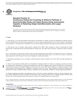 ASTM F50-21 REDLINE ASTM F50-21 - Standard Practice for Continuous Sizing and Counting of Airborne Particles in Dust-Controlled Areas and Clean Rooms Using Instruments Capable of Detecting Single Sub-Micrometre and Larger Particles - Page 1 preview