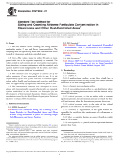 ASTM F25/F25M-21 ASTM F25/F25M-21 - Standard Test Method for Sizing and Counting Airborne Particulate Contamination in Cleanrooms and Other Dust-Controlled Areas - Page 1 preview