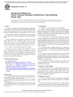 ASTM D2143-21 ASTM D2143-21 - Standard Test Method for Cyclic Pressure Strength of Reinforced, Thermosetting Plastic Pipe - Page 1 preview