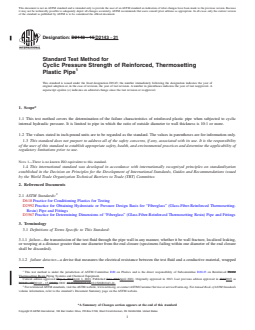 ASTM D2143-21 REDLINE ASTM D2143-21 - Standard Test Method for Cyclic Pressure Strength of Reinforced, Thermosetting Plastic Pipe - Page 1 preview