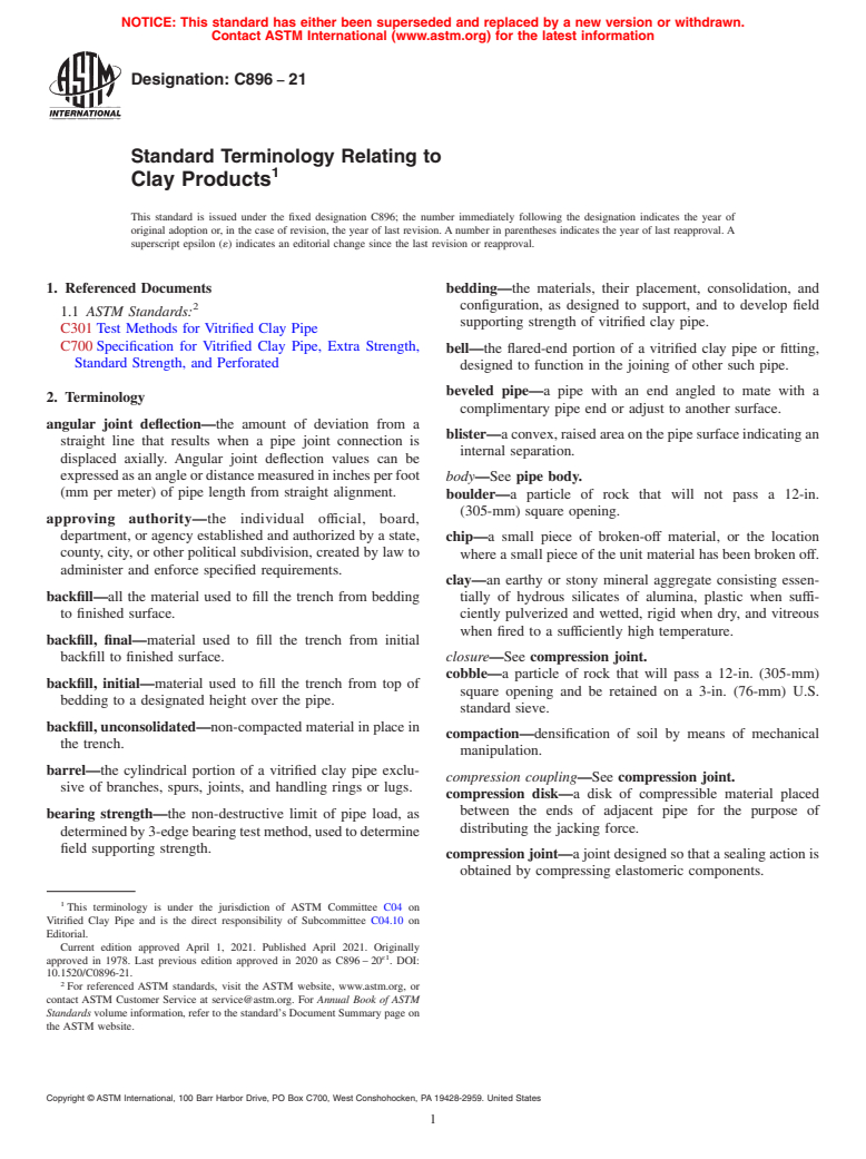 ASTM C896-21 - Standard Terminology Relating to Clay Products