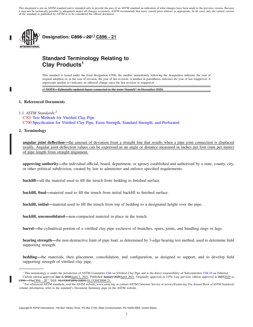 REDLINE ASTM C896-21 - Standard Terminology Relating to Clay Products