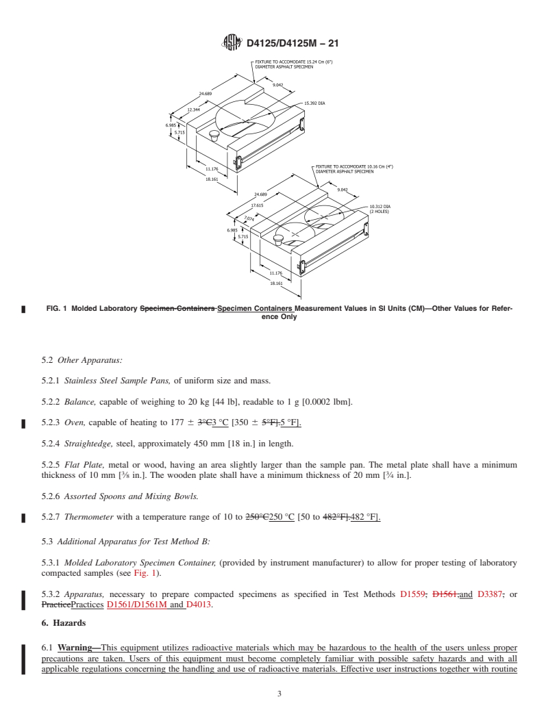REDLINE ASTM D4125/D4125M-21 - Standard Test Methods for Asphalt Content of Asphalt Mixtures by the Nuclear Method