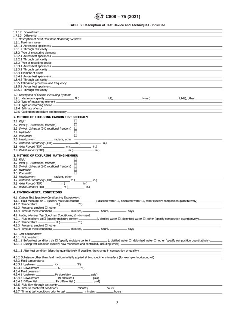 ASTM C808-75(2021) - Standard Guide for  Reporting Friction and Wear Test Results of Manufactured Carbon  and Graphite Bearing and Seal Materials