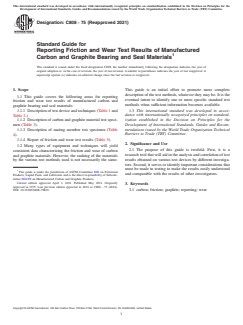 ASTM C808-75(2021) ASTM C808-75(2021) - Standard Guide for Reporting Friction and Wear Test Results of Manufactured Carbon and Graphite Bearing and Seal Materials - Page 1 preview