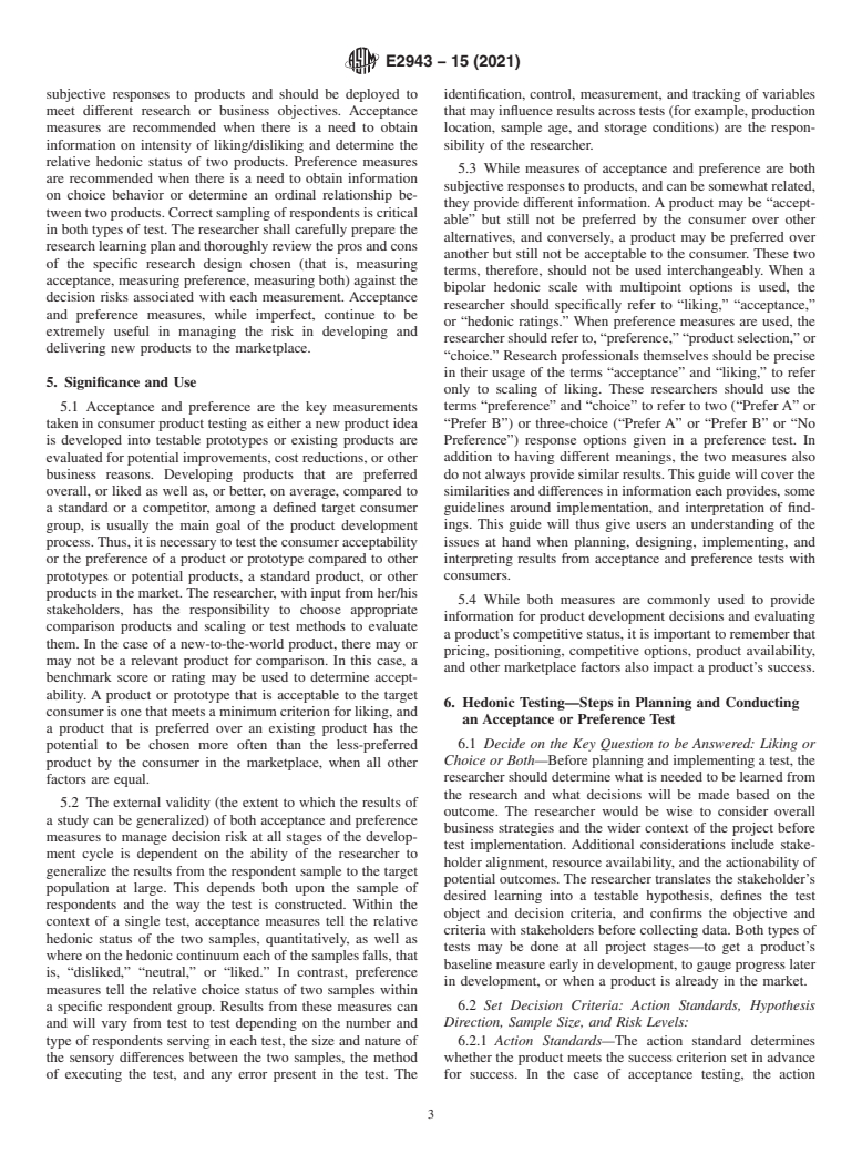 ASTM E2943-15(2021) - Standard Guide for Two-Sample Acceptance and Preference Testing With Consumers