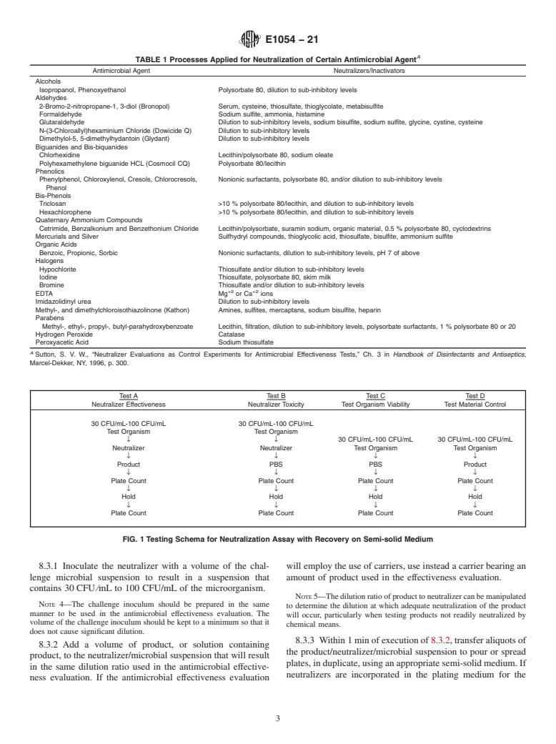 ASTM E1054-21 - Standard Test Practices for  Evaluation of Inactivators of Antimicrobial Agents