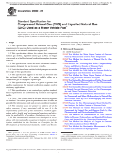 ASTM D8080-21 ASTM D8080-21 - Standard Specification for Compressed Natural Gas (CNG) and Liquefied Natural Gas (LNG) Used as a Motor Vehicle Fuel - Page 1 preview