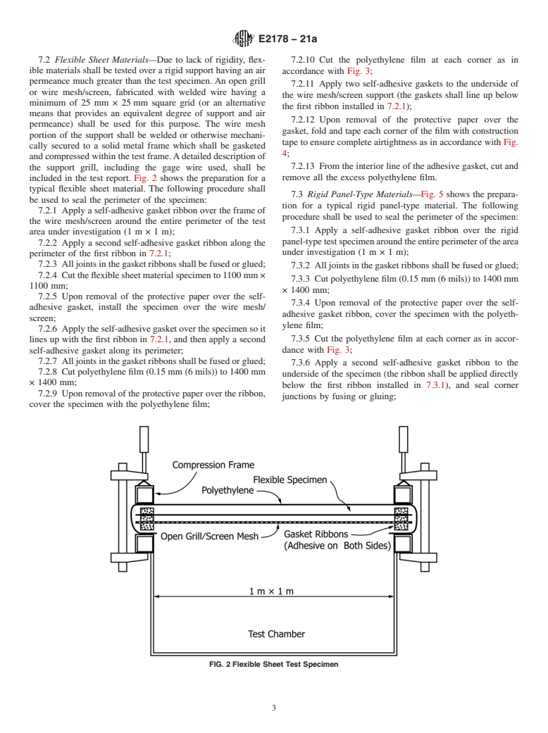 ASTM E2178-21a - Standard Test Method for Determining Air Leakage Rate and Calculation of Air Permeance  of Building Materials